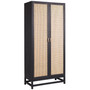 Khloe 78" Tall Exotic Wood and Rattan 2-Door Cabinet