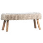 Marlie 48" Long Handwoven Natural Wool and Eucalyptus Wood Bench