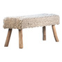 Marlie 48" Long Handwoven Natural Wool and Eucalyptus Wood Bench