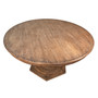 Nico 59" Round Reclaimed Pine Antique Natural Carved Pedestal Dining Table