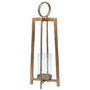 Raime Large Antique Brass Finished Cast Aluminum and Glass Modern Lantern
