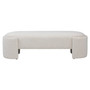 Shawn Off-White Boucle Round Bench with Round Half-Bezel Foot