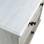 Xander Reclaimed Acacia Whitewash Coastal 3-Drawer Storage Nightstand with Iron Hardware