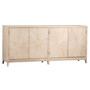 Isabelle 79" Pine Light Wash 4-Door Sideboard with Hand Carved Burst Pattern Door Fronts