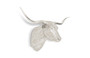 Longhorn Bull Wall Art, Resin, Silver Leaf