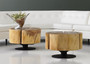 Clover Coffee Table, Chamcha Wood, Natural Finish, Metal Base