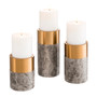 Candle Holder Sierra Grey Marble/Brass Finish Set of 3