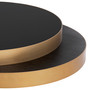 Coffee Table Griffith Charcoal Grey Oak Veneer/Brushed Brass Finish/Black Glass