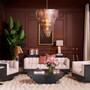 Chandelier Asinara L Antique Brass Finish/Smoke Glass