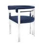 Dining Chair Clubhouse Polished Stainless Steel/Savona Midnight Blue