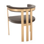 Dining Chair Clubhouse Brushed Brass Finish/Savona Grey