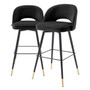 Bar Stool Cliff Roche Black Velvet Set of 2