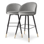 Bar Stool Cooper Roche Light Grey Velvet Set of 2