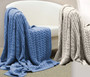 Cable Knit Throw Blue