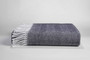 Herringbone Throw w/Fringe White/Navy