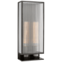 York 24" Double Box Outdoor Sconce in Bronze with Clear Ribbed Glass