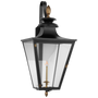 Albermarle Large Bracketed Gas Wall Lantern in Matte Black and Brass with Clear Glass