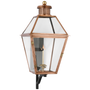 Stratford Large Bracketed Gas Wall Lantern in Soft Copper with Clear Glass