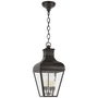 Fremont Medium Hanging Lantern in French Rust with Clear Glass