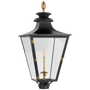Albermarle Gas Post Light in Matte Black and Brass with Clear Glass