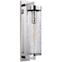 Liaison Large Bracketed Wall Sconce in Polished Nickel with Crackle Glass