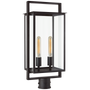 Halle Medium Post Lantern in Aged Iron with Clear Glass