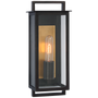 Halle Small Narrow Wall Lantern in Aged Iron with Clear Glass