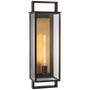Halle Large Narrow Wall Lantern in Aged Iron with Clear Glass
