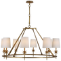 Etoile Large Chandelier in Gilded Iron with Linen Shades