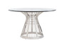 Riviera Stainless Dining Table With 54 Inch Glass Top