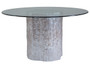 Trunk Segment Round Dining Table With Glass Top Silver Leaf