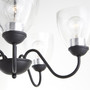 5 Light Clear Seeded Chandelier - Black