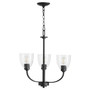 Reyes 3 Light Clear Seeded Chandelier- Black