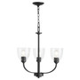 Reyes 3 Light Clear Seeded Chandelier- Black