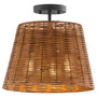 3 Light Wicker Semi Flush - Black