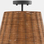 3 Light Wicker Semi Flush - Black
