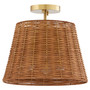3 Light Wicker Semi Flush - Brass