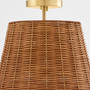 3 Light Wicker Semi Flush - Brass