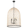 22X33 5 Light Rattan Pendant - Black