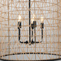 22X33 5 Light Rattan Pendant - Black