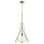 1 Light Stone/Seed Glass Pendant- Brass