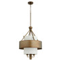 4 Light Pendant with Cream Shade - Dark Brass