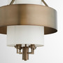 4 Light Pendant with Cream Shade - Dark Brass