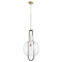 14" Textured Glass Pendant - Black/Brass
