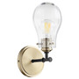 1 Light Clear/Fluted Wall Mount - Black