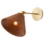 1 Light Small Wicker Wall Mount - Brass