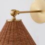 1 Light Small Wicker Wall Mount - Brass