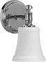 1 Light Satin Opal Wall Mount - Chrome