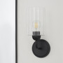 Charlotte 1 Light Glass Wall Mount - Black