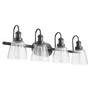 4 Light Clear Seededed Vanity - Black